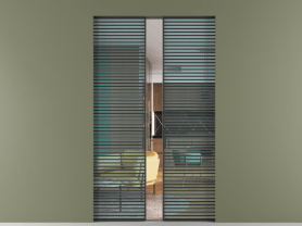 Алюминевая перегородка АЛПР 040.07 ЧРН ПРОЗ ГОЛ. Цвет Алюминий Черный. Материал Алюминий. Коллекция Перегородка Formato скрытый пенал 2 створки. Картинка.