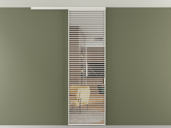 Алюминевая перегородка АЛПР 040.07_АСР_Crystalvision_new. Цвет Алюминий серый. Материал Алюминий в эмали. Коллекция Перегородка Формато вдоль стены на потолок 1 створка. Картинка.