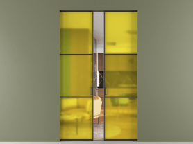 Алюминевая перегородка АЛПР 040.03 МАН САТ ЖЕЛ. Цвет Алюминий антрацит. Материал Алюминий в эмали. Коллекция Перегородка Формато скрытый пенал 2 створки. Картинка.