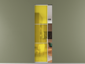 Алюминевая перегородка skr1_03_ Алюминий светло-серый Сатинированное жёлтое стекло, триплекс, 6мм. Цвет Алюминий светло-серый. Материал Алюминий в эмали. Коллекция Перегородка Formato скрытый пенал 1 створка. Картинка.