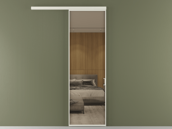 Алюминевая перегородка vd1_01 Stopsol Bronze БЕЛ. Цвет Алюминий Белый. Материал Алюминий. Коллекция Перегородка Formato вдоль стены 1 створка. Картинка.