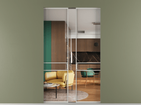 Алюминевая перегородка АЛПР 040.02 МСР Crystalvision. Цвет Алюминий серый. Материал Алюминий в эмали. Коллекция Перегородка Формато скрытый пенал 2 створки. Картинка.