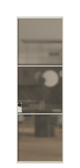 Дверь межкомнатная АЛПЛ040.03 Бронза сатин триплекс АОС. Цвет Алюминий облачно-серый. Материал Алюминий в эмали. Коллекция Формато. Картинка.