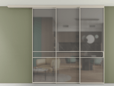 Перегородка Formato вдоль стены на потолок 3 створки с синхронным механизмом