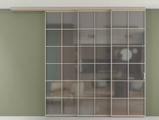 Перегородка Formato вдоль стены на потолок 3 створки с синхронным механизмом