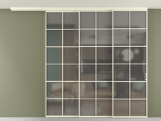 Перегородка Formato вдоль стены на потолок 3 створки с синхронным механизмом