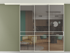 Перегородка Formato вдоль стены на потолок 3 створки с синхронным механизмом