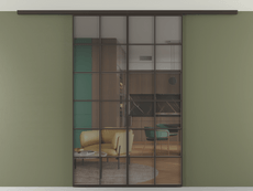 Перегородка Formato вдоль стены на потолок 2 створки