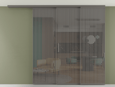 Перегородка Formato вдоль стены на потолок 3 створки с синхронным механизмом