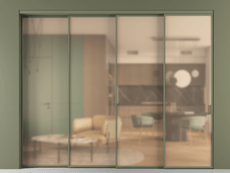 Перегородка Формато внутри проёма 4 створки с синхронным механизмом