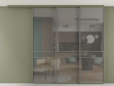 Перегородка Formato вдоль стены на потолок 3 створки с синхронным механизмом