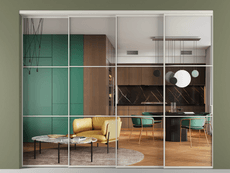 Перегородка Formato внутри проёма 4 створки с синхронным механизмом