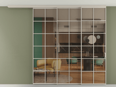 Перегородка Formato вдоль стены на потолок 3 створки с синхронным механизмом