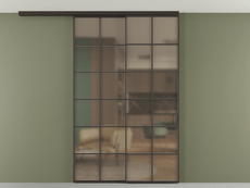 Перегородка Formato вдоль стены на потолок 2 створки с синхронным механизмом