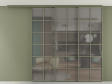 Перегородка Formato вдоль стены на потолок 3 створки с синхронным механизмом