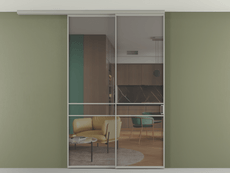 Перегородка Formato вдоль стены на потолок 2 створки с синхронным механизмом