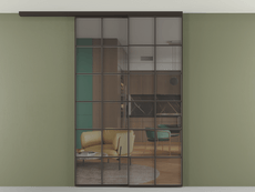 Перегородка Formato вдоль стены на потолок 2 створки с синхронным механизмом