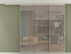 Перегородка Formato вдоль стены на потолок 3 створки с синхронным механизмом