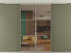 Перегородка Formato вдоль стены на потолок 2 створки