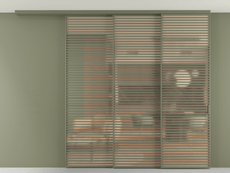 Перегородка Формато вдоль стены на потолок 3 створки с синхронным механизмом