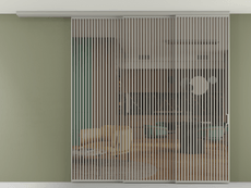 Перегородка Formato вдоль стены на потолок 3 створки с синхронным механизмом