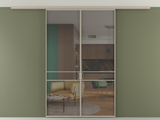 Перегородка Formato вдоль стены на потолок 2 створки