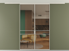 Перегородка Formato вдоль стены на потолок 2 створки