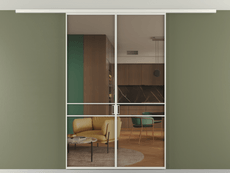 Перегородка Formato вдоль стены на потолок 2 створки