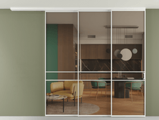 Перегородка Formato вдоль стены на потолок 3 створки с синхронным механизмом