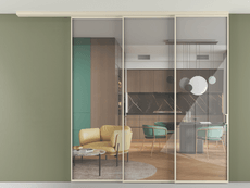 Перегородка Formato вдоль стены на потолок 3 створки с синхронным механизмом