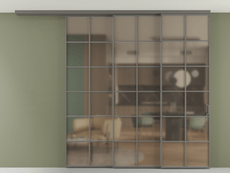 Перегородка Formato вдоль стены на потолок 3 створки с синхронным механизмом