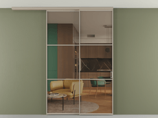 Перегородка Formato вдоль стены на потолок 2 створки с синхронным механизмом