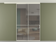 Перегородка Formato вдоль стены на потолок 2 створки с синхронным механизмом