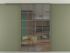 Перегородка Formato вдоль стены на потолок 2 створки с синхронным механизмом