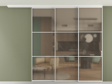 Перегородка Formato вдоль стены на потолок 3 створки с синхронным механизмом