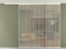 Перегородка Formato вдоль стены на потолок 3 створки с синхронным механизмом