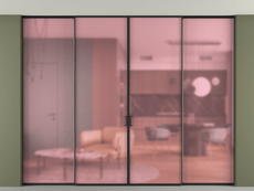 Перегородка Formato внутри проёма четырёхстворчатая со скрытым креплением в потолок