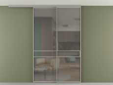 Перегородка Formato вдоль стены на потолок 2 створки с синхронным механизмом