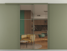 Перегородка Formato вдоль стены на потолок 2 створки с синхронным механизмом