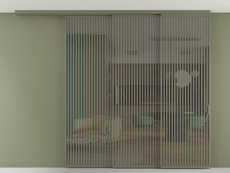 Перегородка Formato вдоль стены на потолок 3 створки с синхронным механизмом