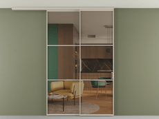 Перегородка Formato вдоль стены на потолок 2 створки с синхронным механизмом