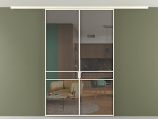 Перегородка Formato вдоль стены на потолок 2 створки