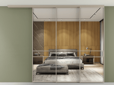 Перегородка Formato вдоль стены на потолок 3 створки с синхронным механизмом