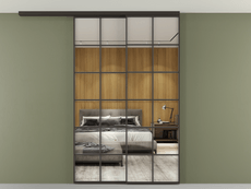 Перегородка Formato вдоль стены на потолок 2 створки с синхронным механизмом