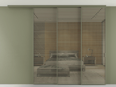 Перегородка Formato вдоль стены на потолок 3 створки с синхронным механизмом