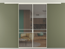 Перегородка Formato вдоль стены на потолок 2 створки