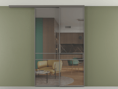 Перегородка Formato вдоль стены на потолок 2 створки с синхронным механизмом