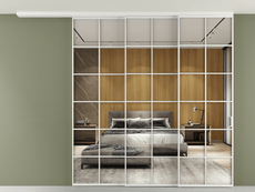 Перегородка Formato вдоль стены на потолок 3 створки с синхронным механизмом