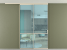 Перегородка Formato вдоль стены на потолок 2 створки с синхронным механизмом