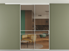 Перегородка Formato вдоль стены на потолок 2 створки с синхронным механизмом